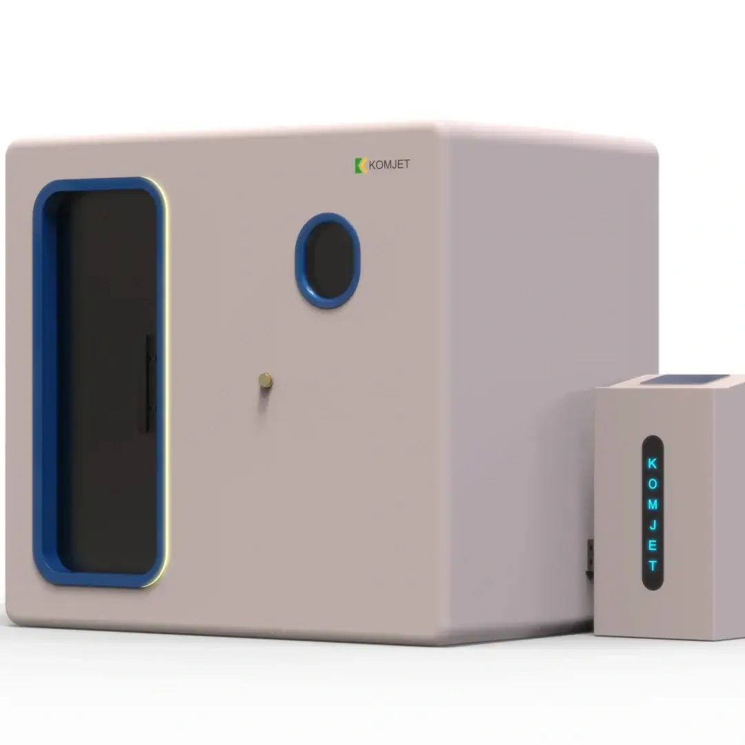 KOMJET Anti-Aging Cabin 2.0, a premium hyperbaric oxygen chamber for wellness therapies.